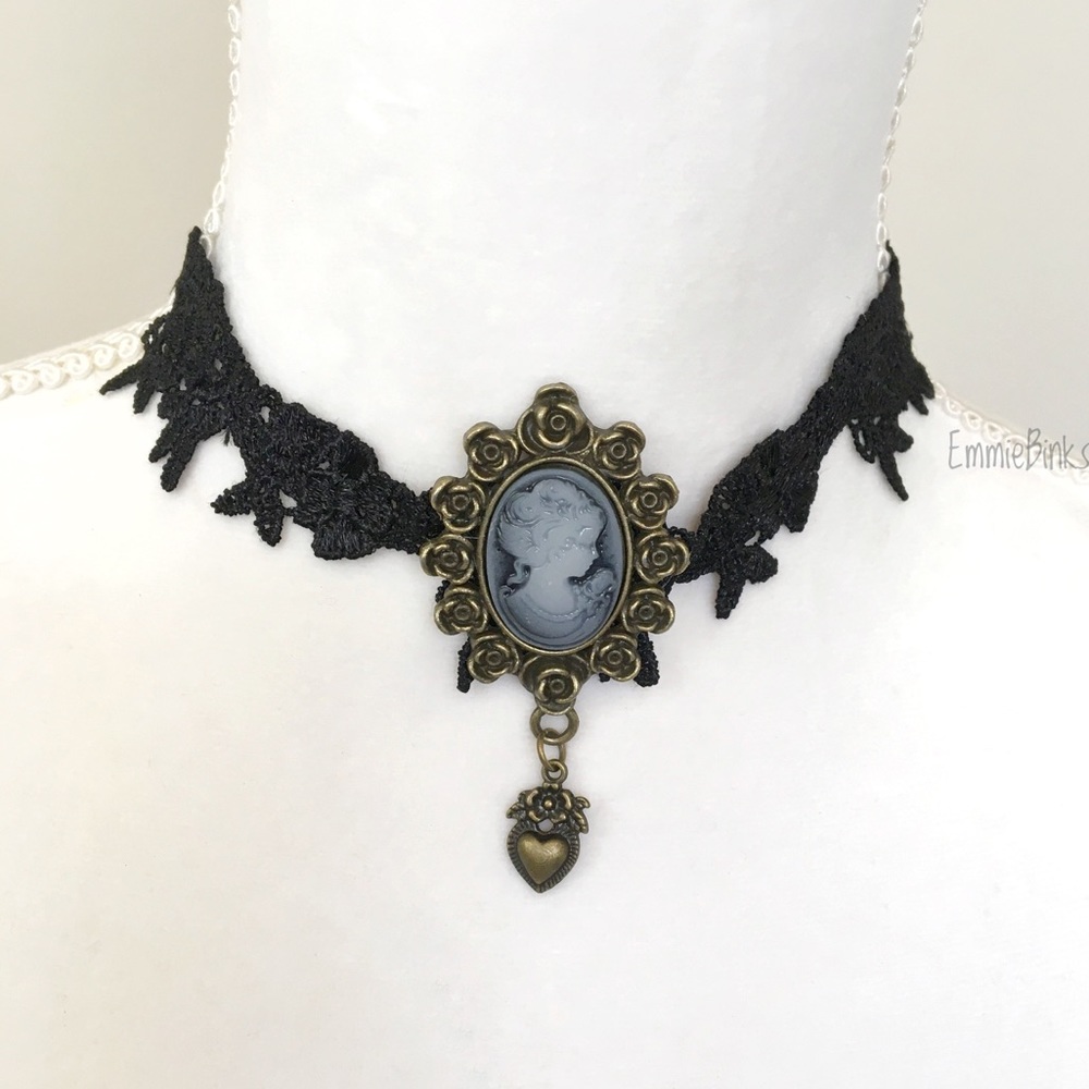 ✨3for$38 New Vintage Victorian Style Cameo Lace Choker Necklace
